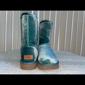 Classic Teal Velvet UGG Boots